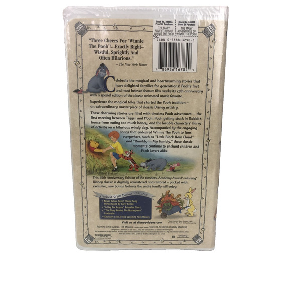 The‎ Many Adventures of Winnie the Pooh VHS 25th Anniversary Brand New Seal 2002 - Picture 2 of 7